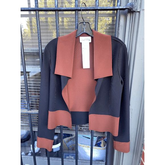 Joseph Ribkoff NWOT Brown Black Colorblock Shacket Jacket, Size 6, MSRP $250 - Picture 3 of 12